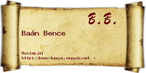 Baán Bence névjegykártya
